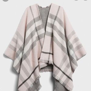 Banana Republic factory pink plaid poncho.  Never used